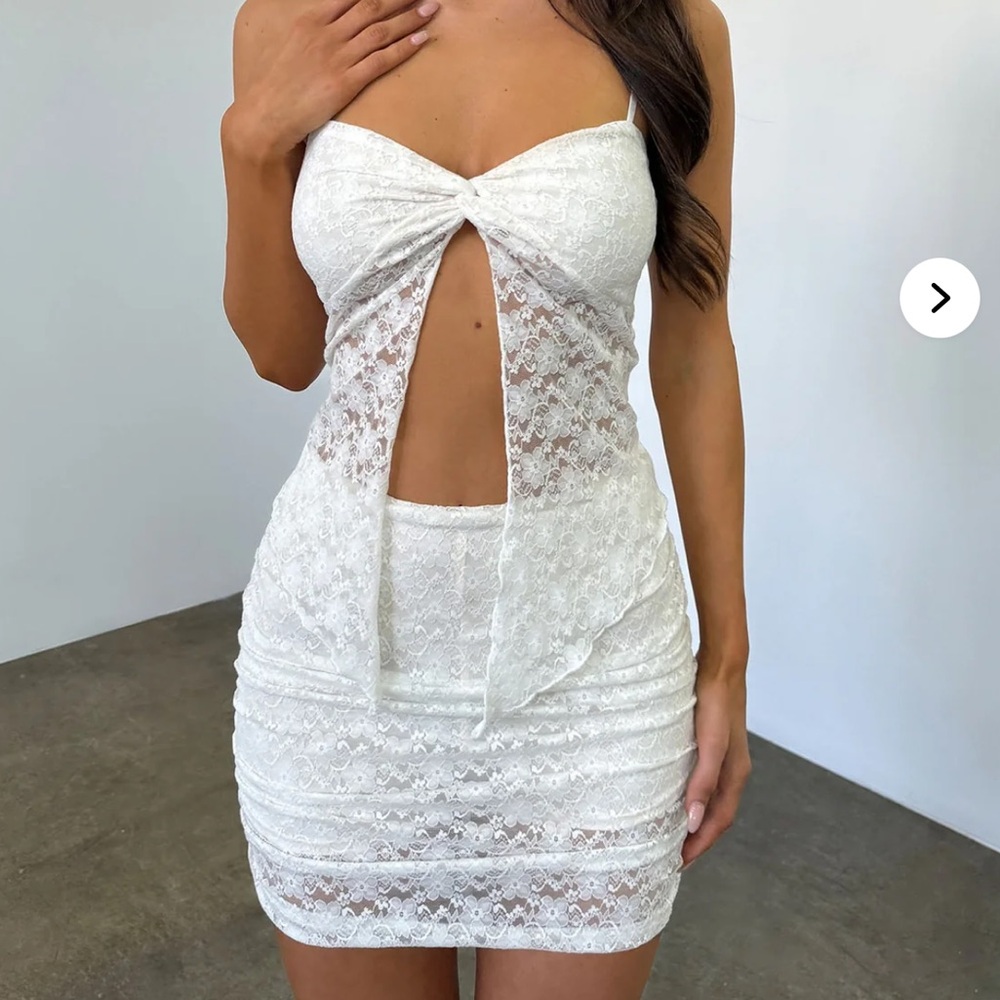 Fashion Nova Strapless White Lace Set